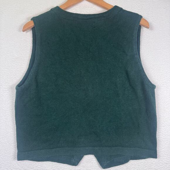 VTG 90s Requirements Embroidered Appliqué Button Up Sweater Vest Paisley Size L - Picture 2 of 6